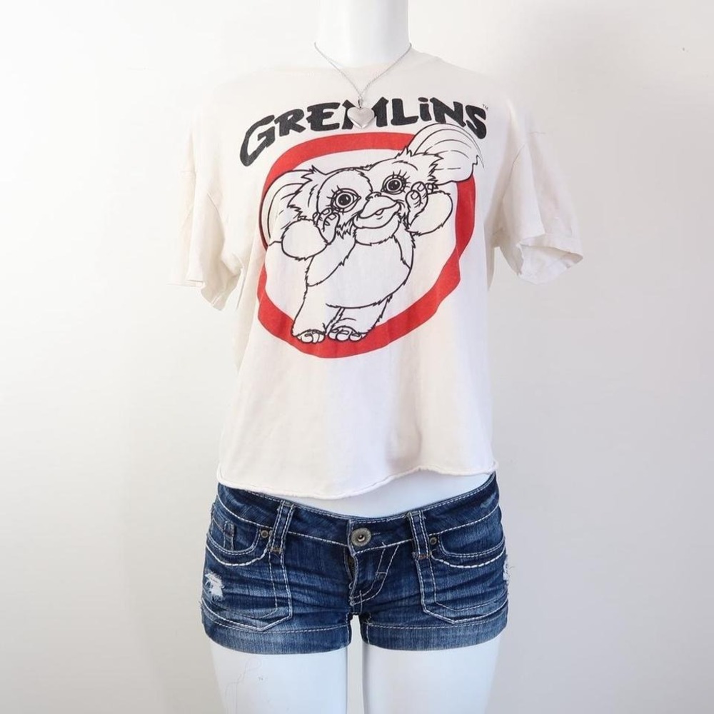 bershka gremlins gizmo graphic tee white y2k baby tee xs